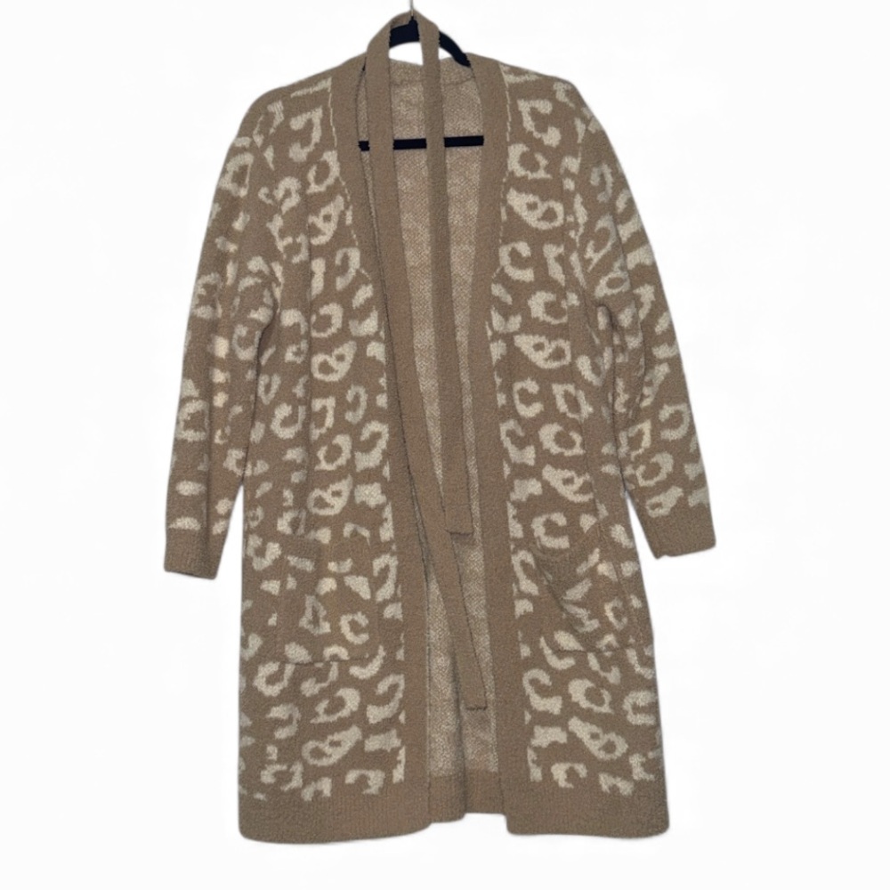 Tagless Cream And Tan Animal Print Robe With Belt
